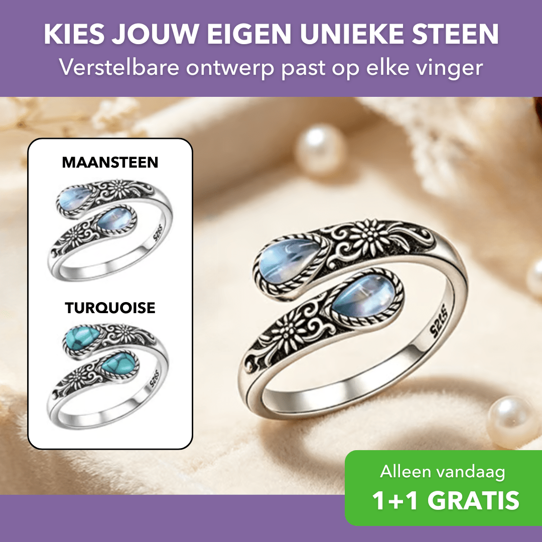 BloomRing™ - Elegante maansteen ring met vintage uitstraling - Plofje
