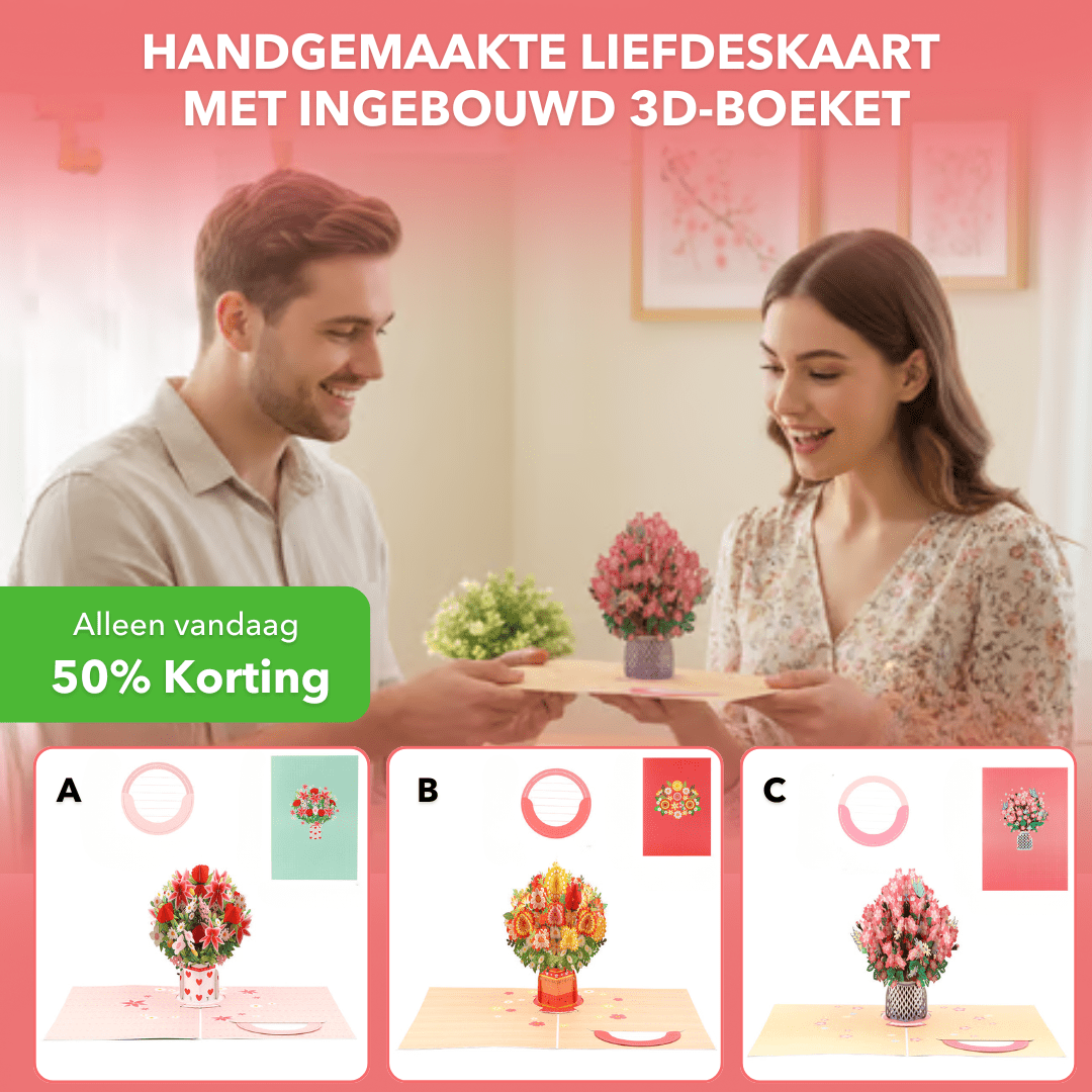 BloomCard™ - Handgemaakte liefdeskaart met 3D - boeket - LOOLA