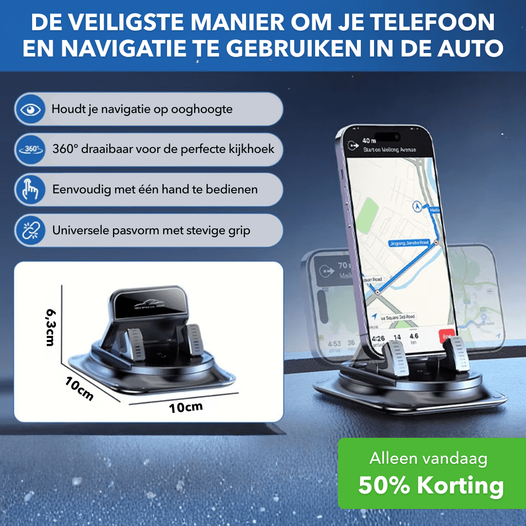 DriveGrip™ - Draaibare telefoonhouder met stevige grip - Plofje