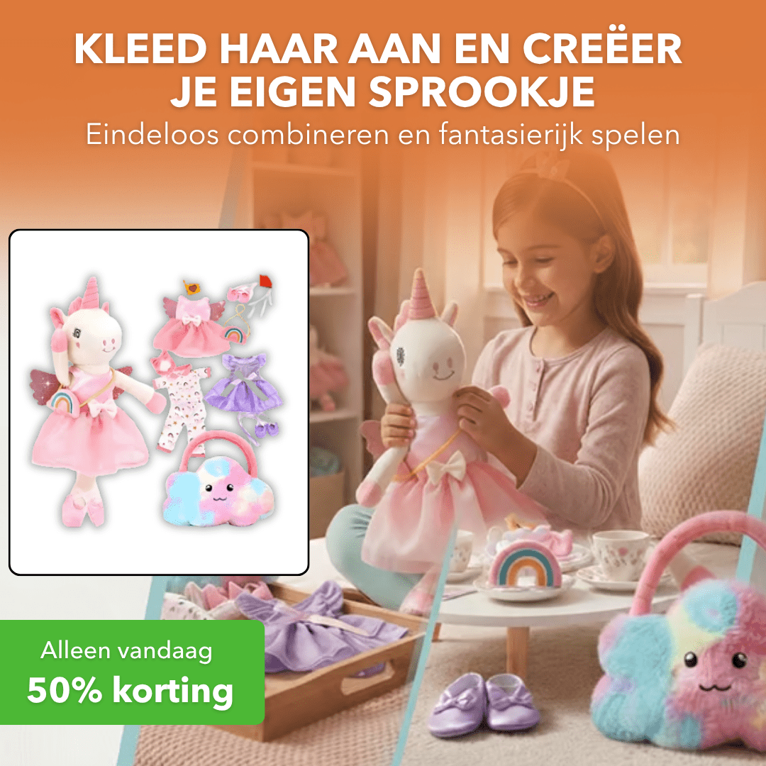 UnicornToy™ - Zachte eenhoornknuffel met verwisselbare outfits - Plofje