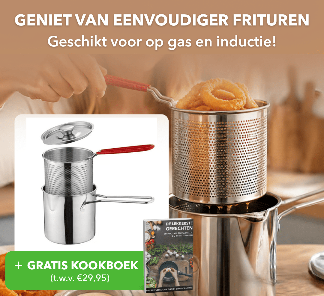 FryPot™ - Multifunctionele RVS frituurpan met uitlekmand - Plofje