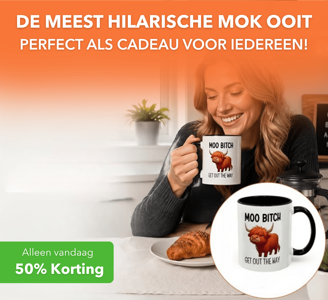 CowMug™ - Grappige keramische koffiemok met koeientekst - Plofje