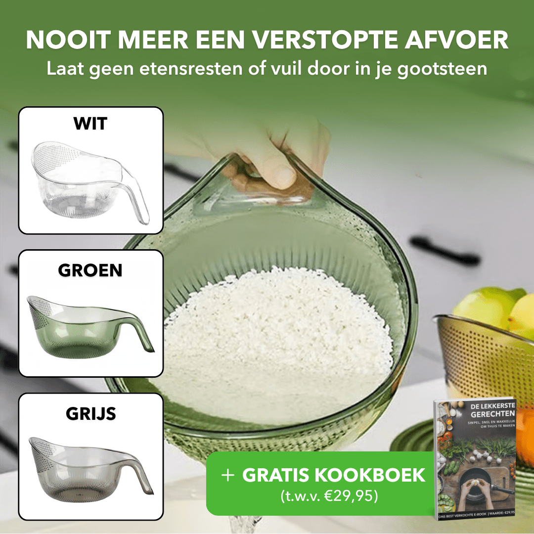 FilterChef™ - Multifunctionele keukenzeef voor wassen en afgieten