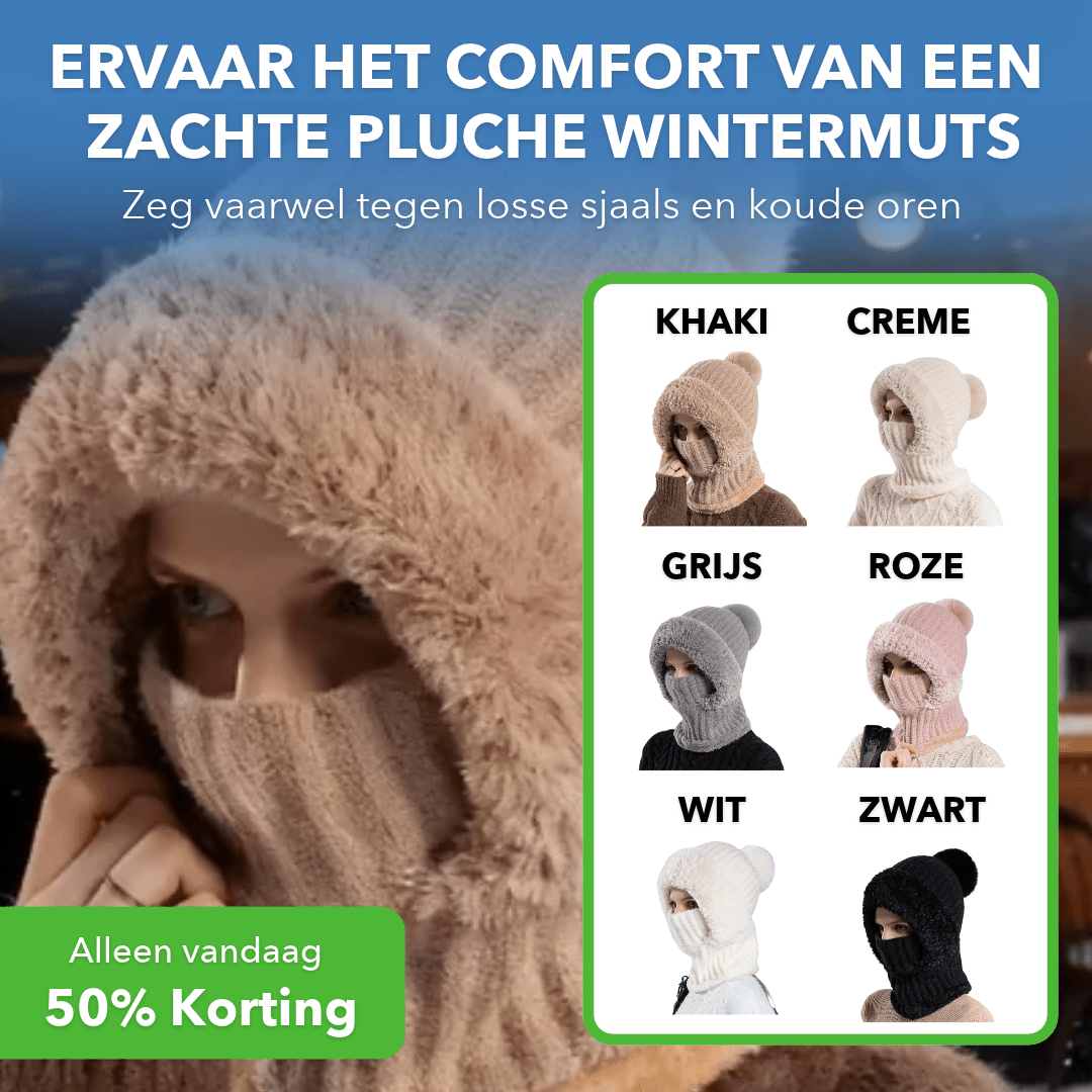WinterCute™ - Warme gebreide damesmuts met zachte pluche voering - Plofje