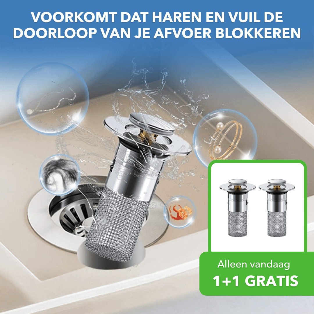 DrainGuard™ - RVS afvoerfilter tegen geurtjes en verstoppingen - Plofje
