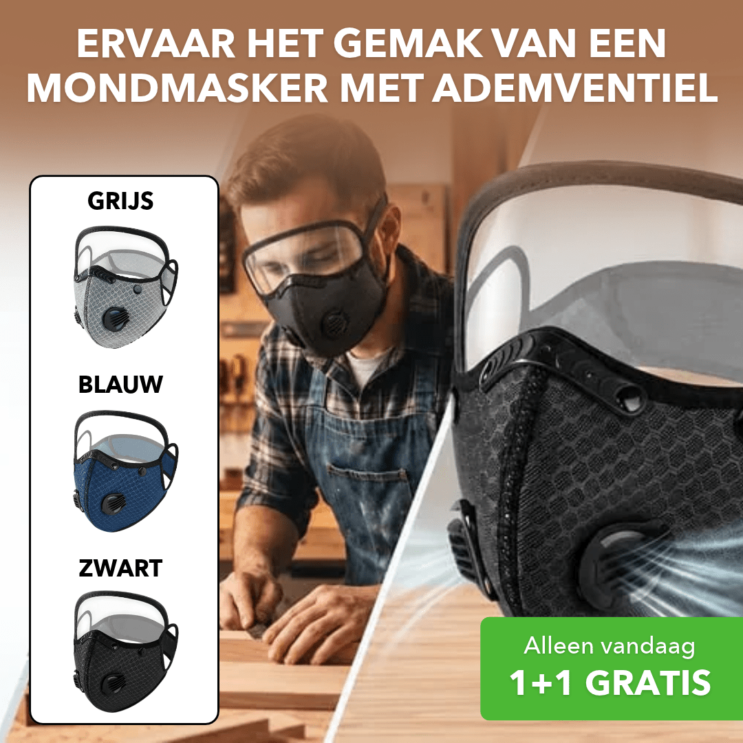 AirMask™ - Herbruikbaar gezichtsmasker met ademventiel - Plofje