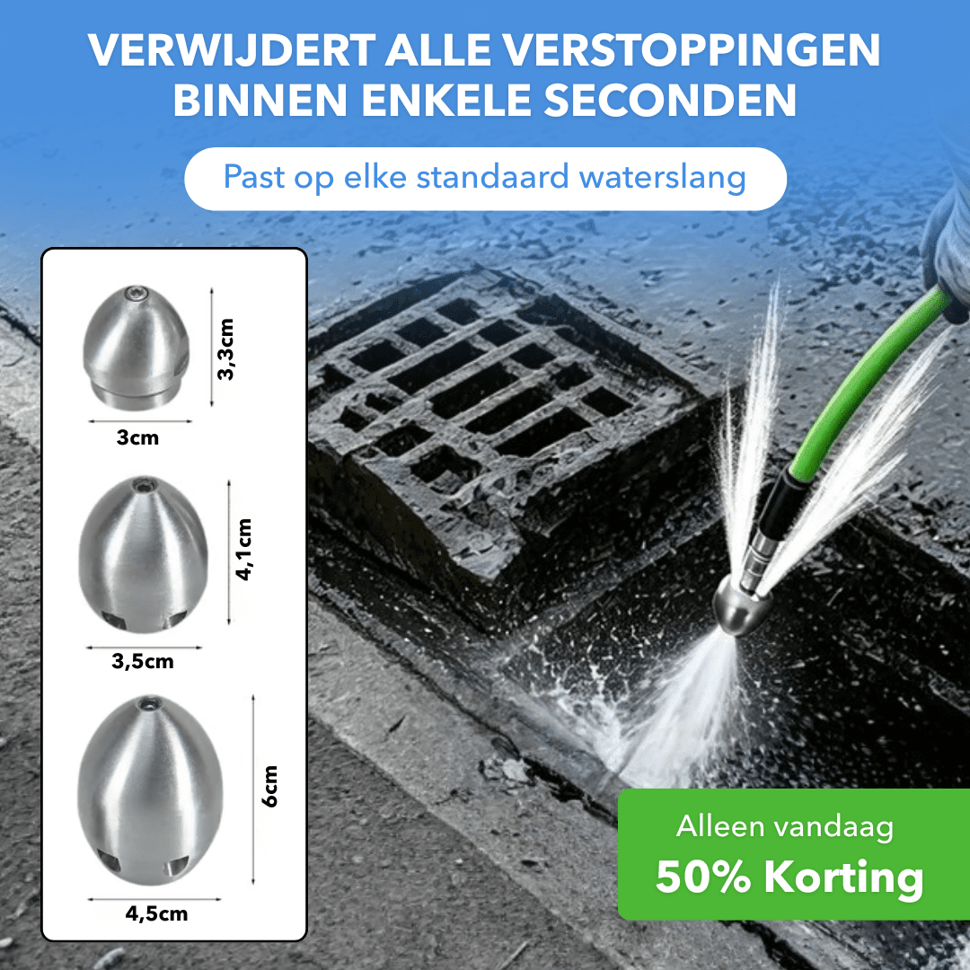 JetFlow™ - Universeel opzetstuk voor afvoer- en rioolreiniging - Plofje
