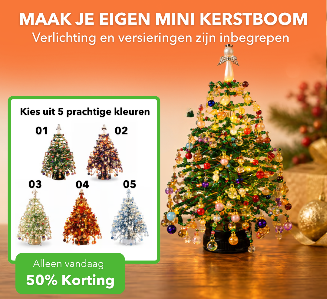 GlowTree™ - Kerstboom knutselset met kleurrijke versieringen en lampjes - Plofje