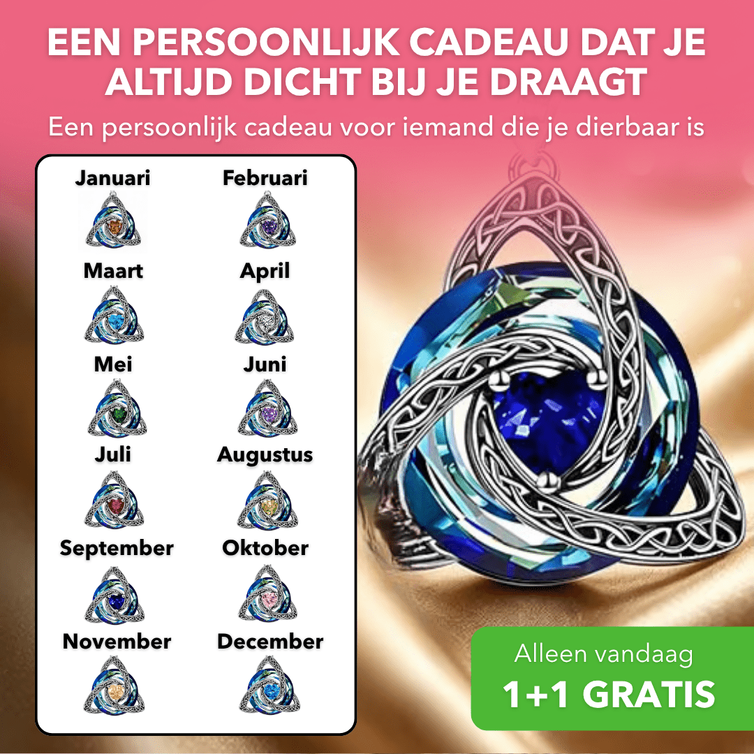BirthStone™ - Keltische ketting met persoonlijke geboortesteen - Plofje