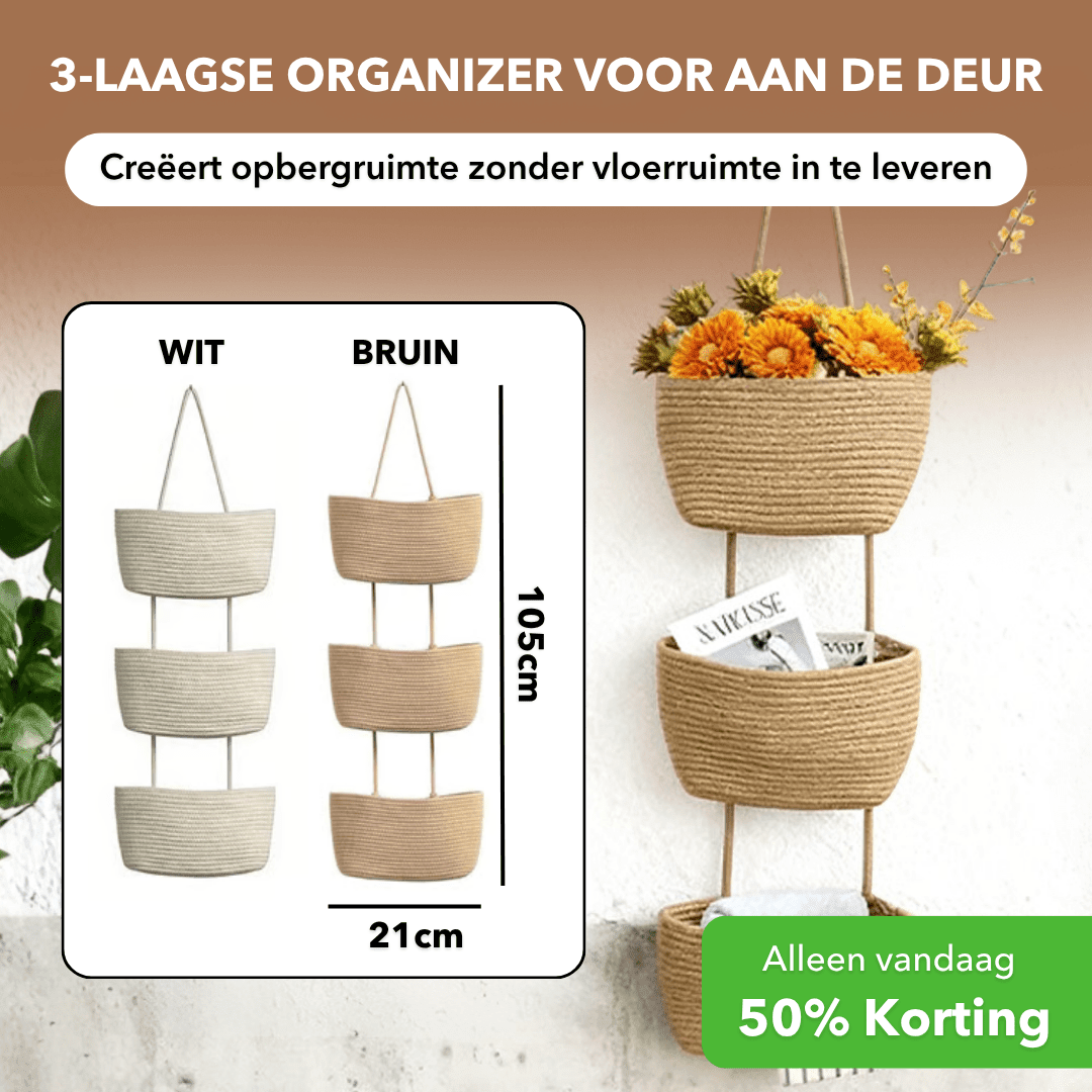 HangNest™ - 3-laagse hangende opbergmand van katoen - Plofje