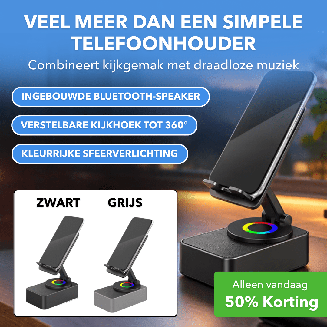AudioDock™ - Draaibare telefoonhouder met Bluetooth-speaker - Plofje