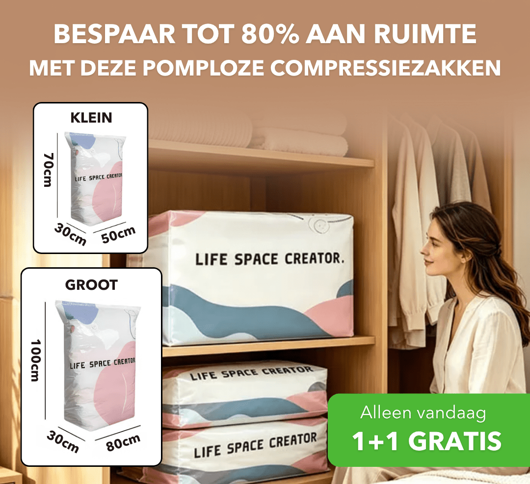 EasyPack™ - Pompvrije vacuümcompressiezakken voor maximale ruimtebesparing - Plofje