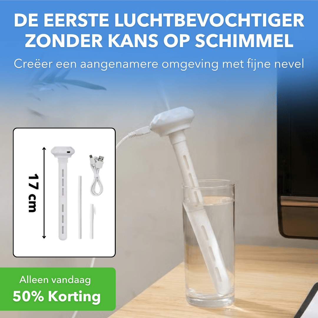 HydroMist™ - Compacte luchtbevochtiger met USB-aansluiting - Plofje