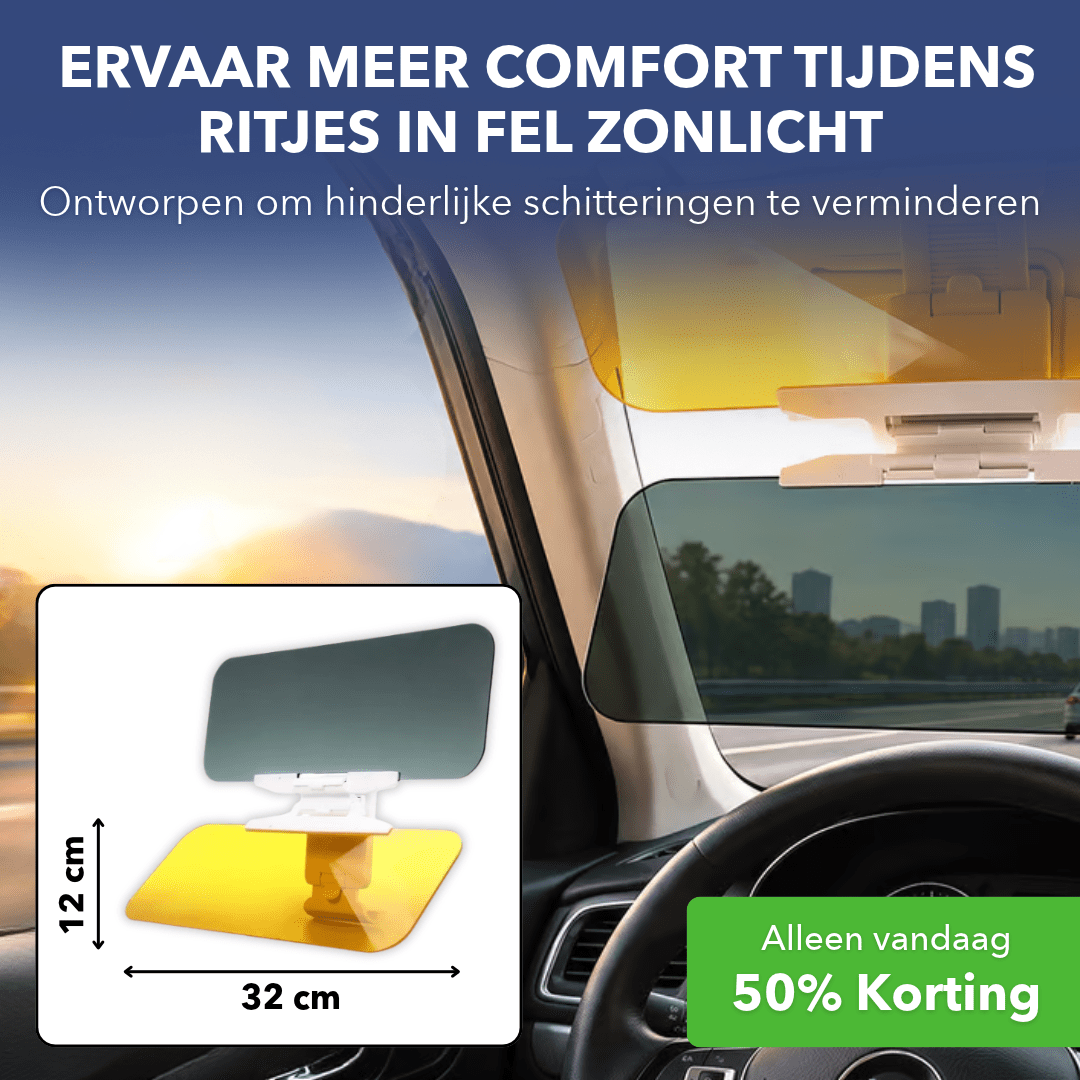 VisionShield™ - Verstelbare autozonneklep tegen hinderlijke schittering - Plofje