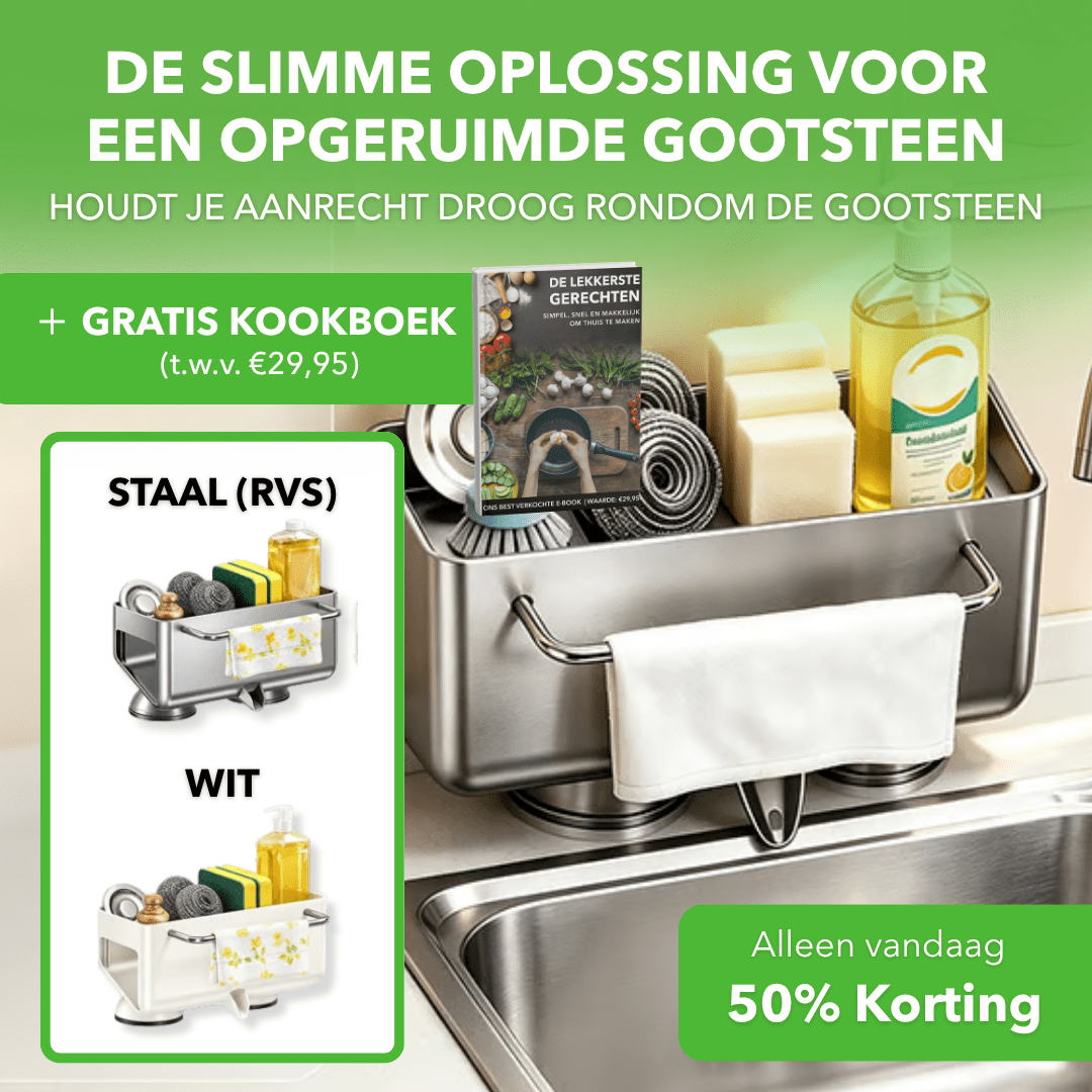 SinkDry™ - Vaatdoekhouder voor een opgeruimde gootsteen - Plofje