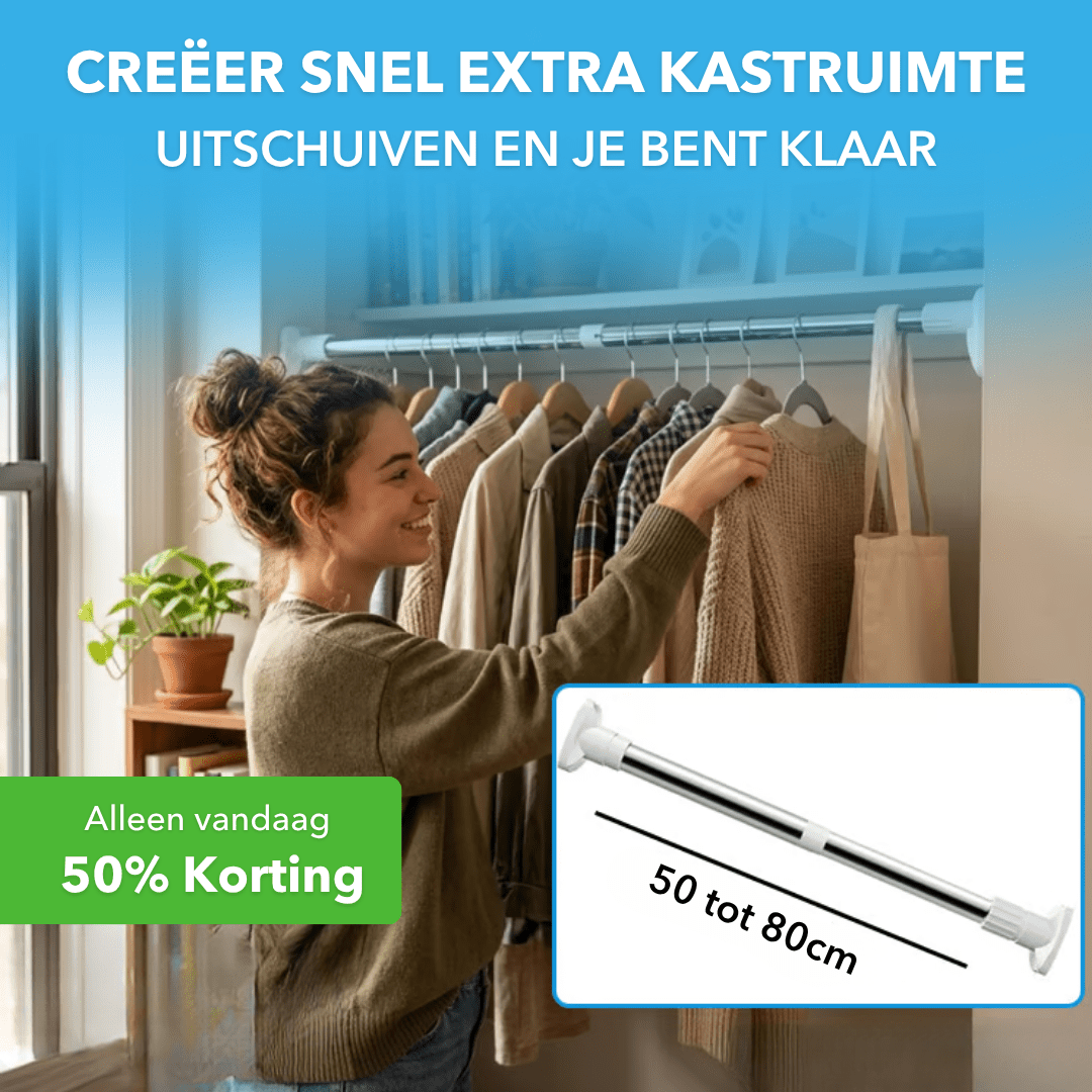 HangFlex™ - Uitschuifbare kledingstang voor extra kastruimte - Plofje