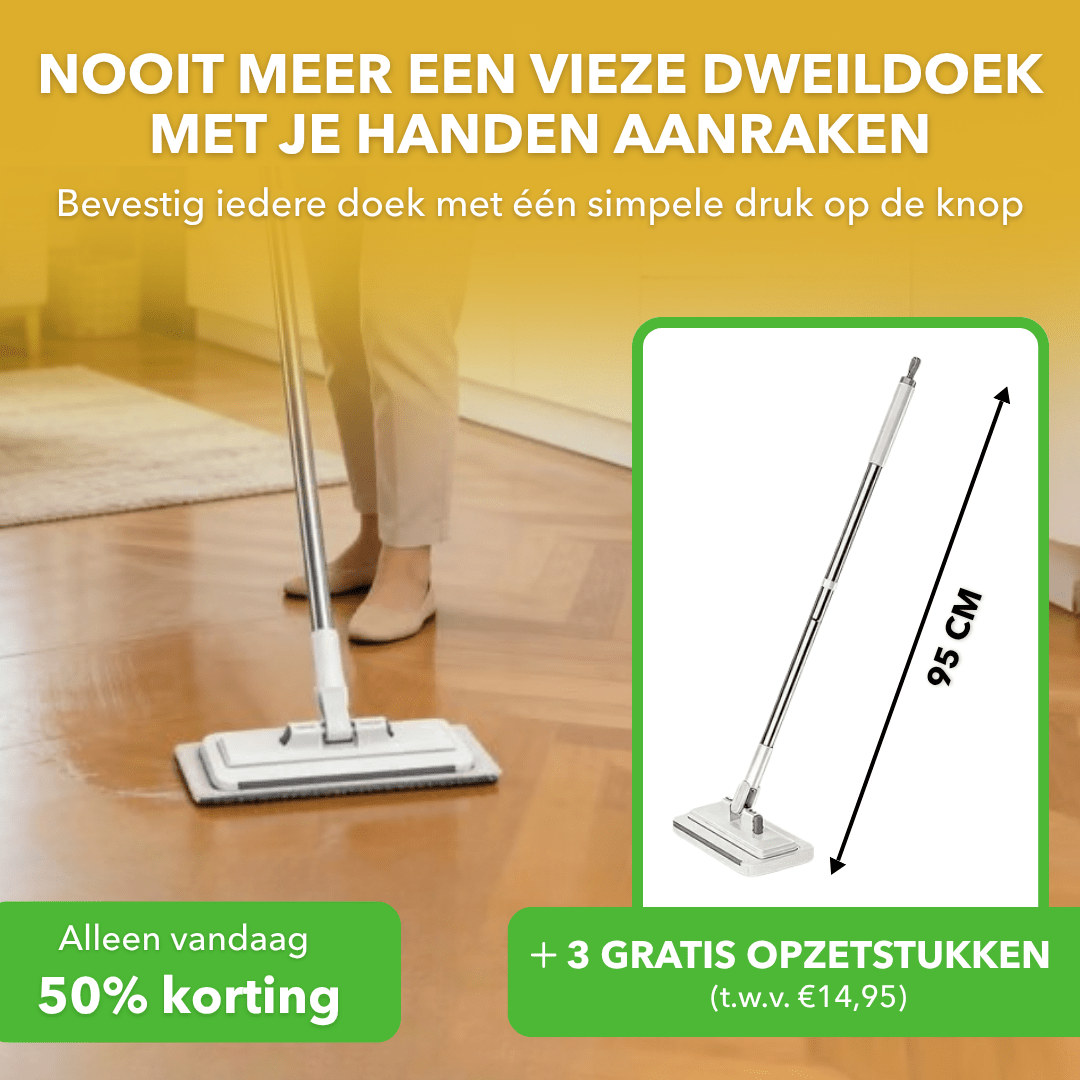 FlexMop™ - Multifunctionele dweil met stevige universele doekhouder - Plofje