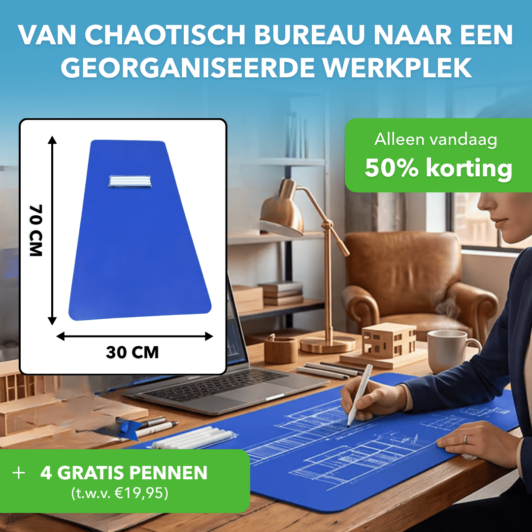 DeskPlan™ - Uitwisbare bureaumat om te schrijven en schetsen - Plofje