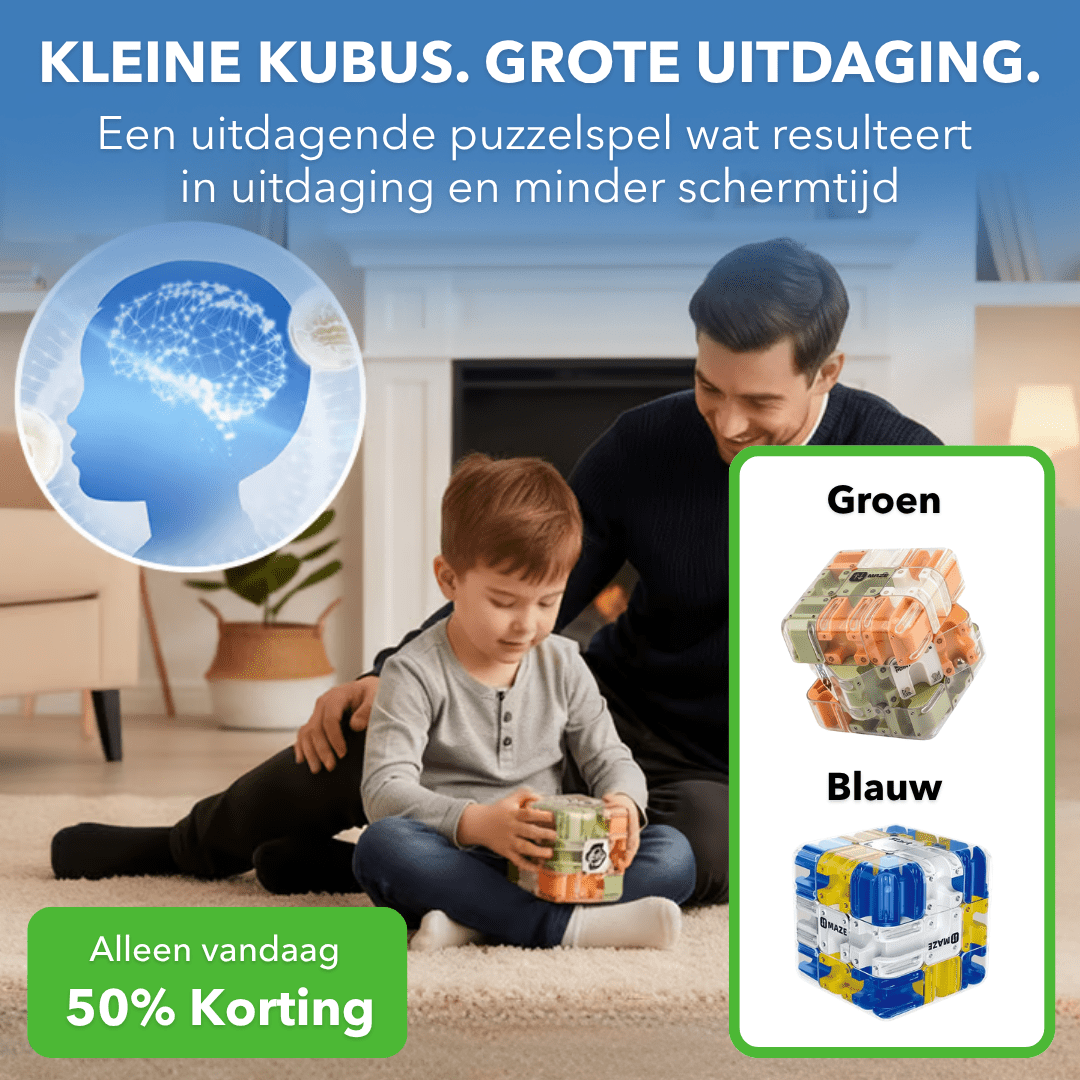 MazeCube™ - 3D doolhofkubus met uitdagende balletjespuzzel - Plofje