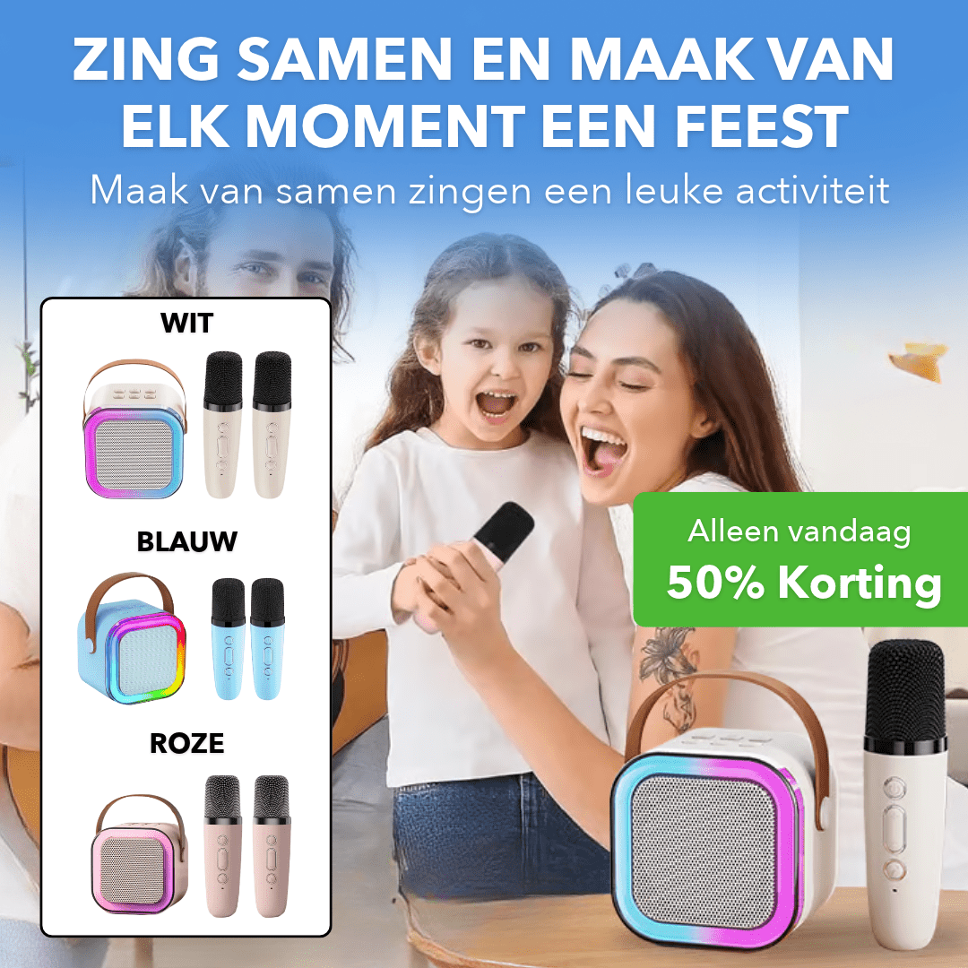 SingMagic™ - Mini-karaokeset met 2 draadloze microfoons - Plofje