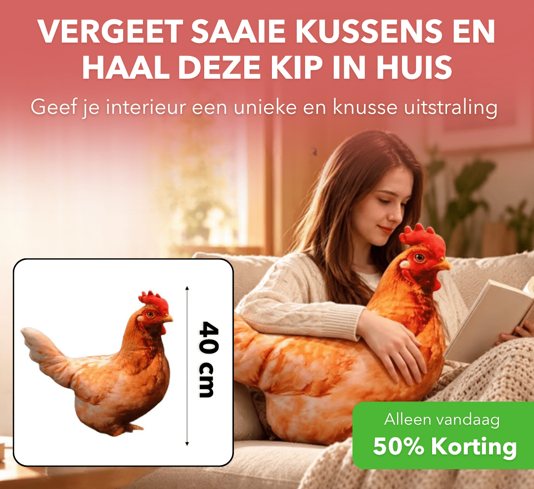 ChickFun™ - Decoratief kippenkussen met levensecht design - Plofje
