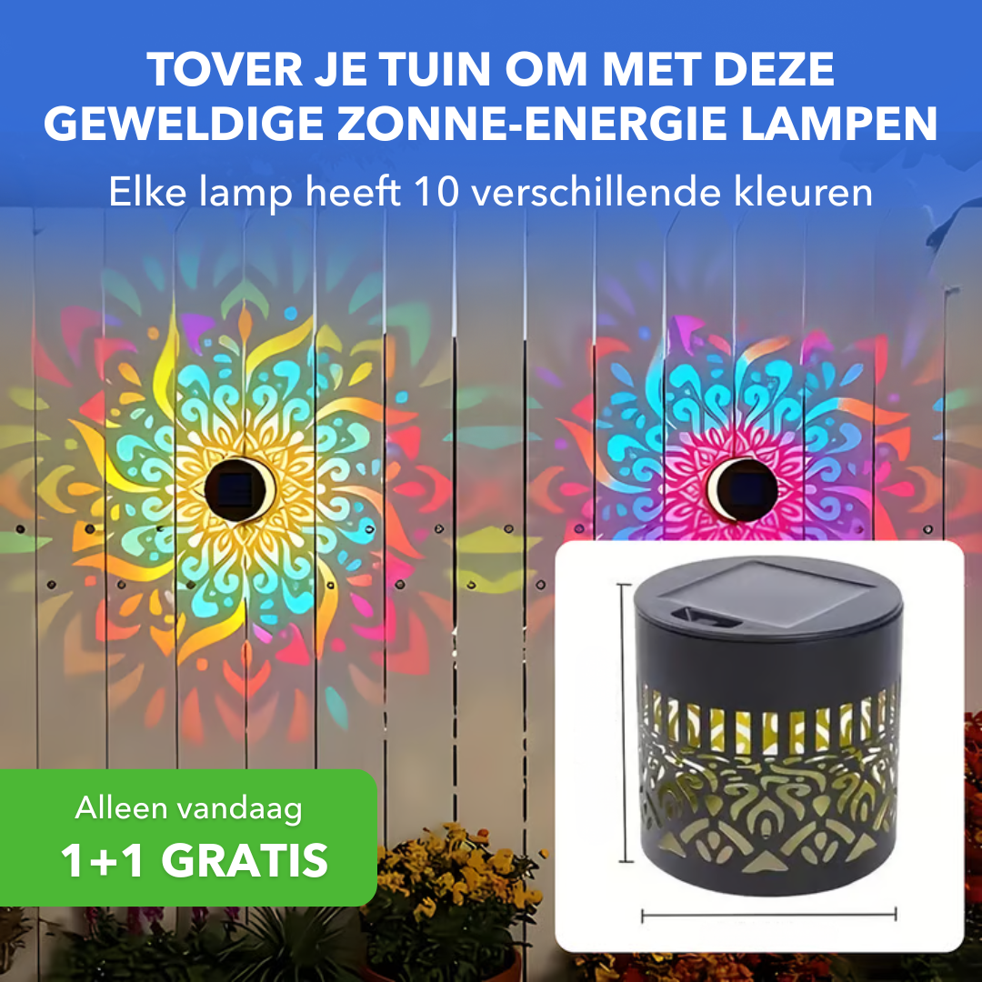 SolarGlow™ - Wandlamp op zonne-energie met decoratieve lichtprojectie