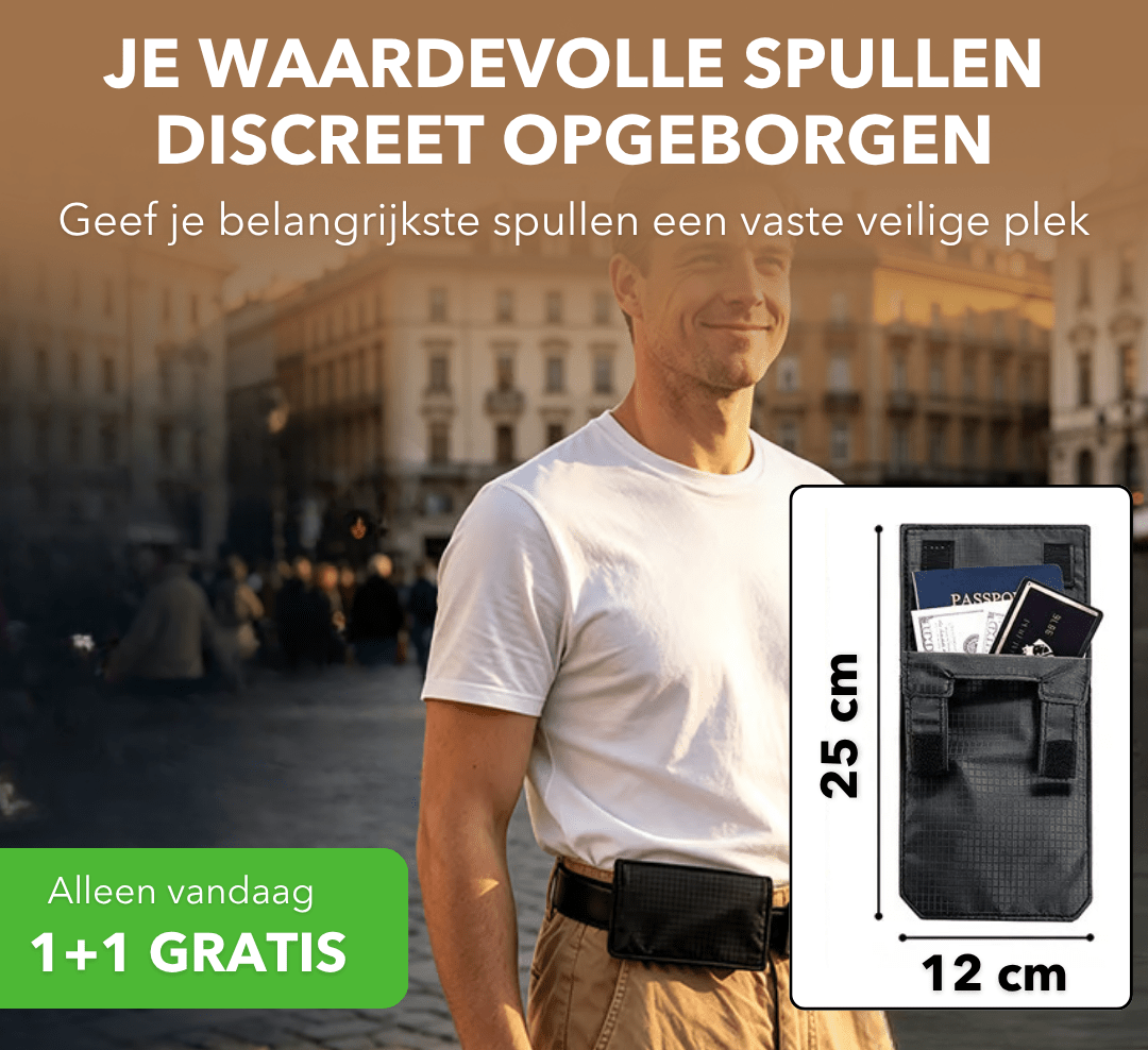 SafeBelt™ - Verborgen riemportemonnee met RFID-bescherming - Plofje